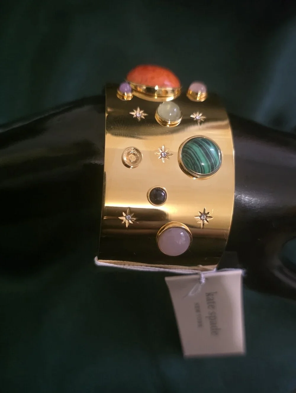 kate spade Gold Multistone Cuff Bracelet with Green, Coral and Pink Accents